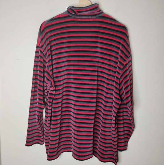Vintage Eddie Bauer Velour 1/4 Zip XL Striped 90s Y2k Retro Loungewear Preppy - Picture 5 of 6